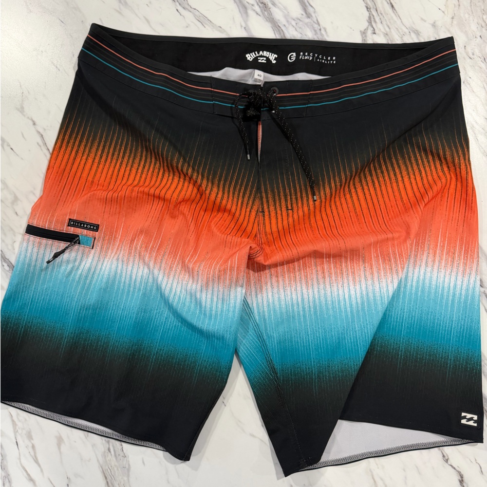 Billabong Orange and Teal Swim Shorts